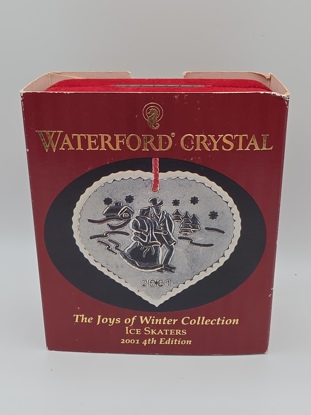 Waterford Crystal Silver Heart Ornament - Ice Skaters (2001)